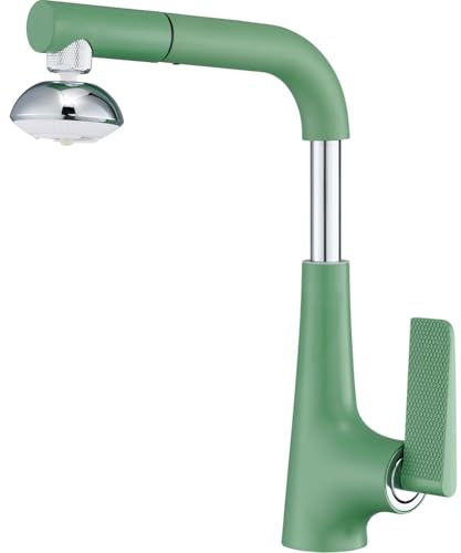 Green,Kitchen Faucet with Pull Down Sprayer,2-Function Kitchen Sink Faucet with Removable Filter Element,Brass 360°Swivel Mixer Sink Water Taps,Single Handle