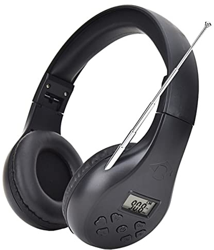 SHINEOFI Wireless Fm Radio Headphones Digital Display, Over-ear Headset in Black, Personal Radio Ear Muff for Campus and Outdoor Running