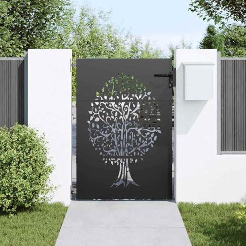 Canditree Black Metal Garden Gate with Lock, Steel Fence Gate 85 x 150 cm | Powder-coated Steel Lockable Door for Pathway, Garden Entrance