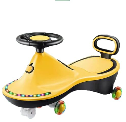 Wackelauto mit Musiklicht, Schaukelauto for Kinder for Jungen und Mädchen, Drehen, Wackelbewegung for Lenken (Gelb), Alter ab 3 Monaten