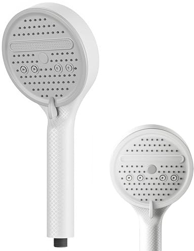HUANYO High Pressure Shower Head, 5-Mode Adjustable with Durable ABS Construction, Water Saving Powerful Showerhead for Low Water Pressure (White)