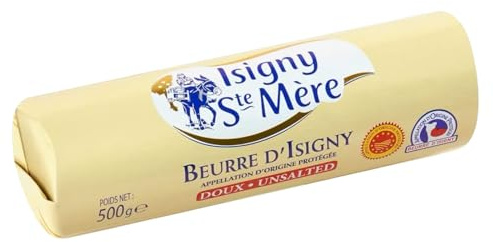 Isigny Ste Mère Unsalted Butter, Authentic French AOP Butter from Normandy Cream, Premium Quality for Baking, Cooking & Spreading, 500g