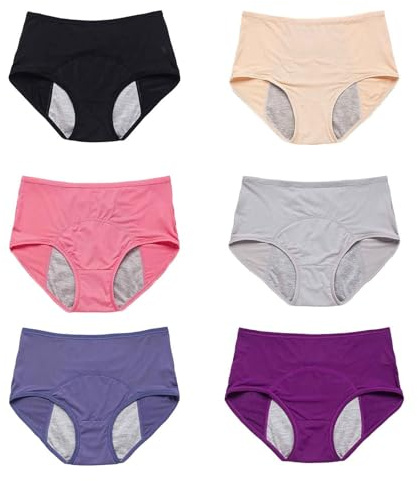 Générique Lot 3/6 Culottes Menstruelles Culotte Menstruelle Taille Haute Flux Tres Abondant Femme Menstruelle, Absorption Élevée Abondant, Respirant sous-Vêtements Menstruels Incontinence Lavable