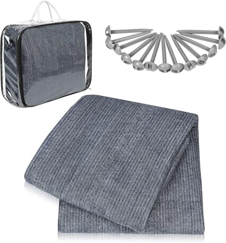 Aufun Awning Carpet - Tent Carpet 4x6M - Ideal for Campervans, Motorhomes, Caravans, Tents, Canopies and Gazebos, Gray Blue with Pegs and Carry Bag