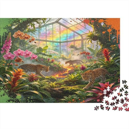 Animales Selva Tropical Puzzle de 1000 Piezas Papel para Adultos Invernadero Botánico Relajación Cohesión Familiar Decoración Regalo Nan