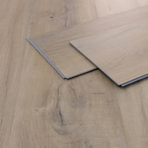 ML-Design Vinylboden klick, PVC Bodenbelag mit Klicksystem, Holzoptik, Klickvinyl mit Belastungsklasse 34 rutschfest, wasserdicht, 122x18 cm, Dicke 4,2mm, 4,62m²/21 Dielen, Braun, Eiche Rustikal Hell