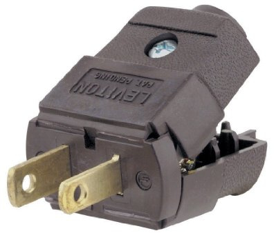 Leviton 15 Amp, 125 Volt, NEMA 1-15P, 2P, 2W, Plug, Straight Blade, Residential Grade, Polarized, Non-Grounding, 101-P, Brown