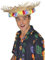 Smiffys Sombrero de playa, de paja, con flores