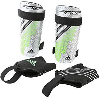 adidas Predator Replique Schienbeinschoner, abnehmbar, Silber/Grün/Schwarz, Größe XL