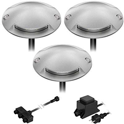 ledscom.de LED Boden-Aufbau-Leuchte Bunda, 2-flammig, für außen, befahrbar, kalt-weiß, 3er Set