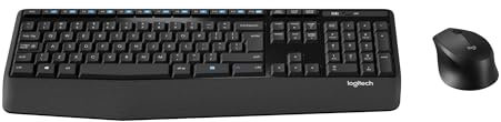 Logitech MK345 Combo Clavier Taille Standard Sans Fil avec Repose Poignet et Souris Droitier Confortable, Récepteur USB Sans Fil 2,4GHz, Compatible avec PC, Ordinateur Portable