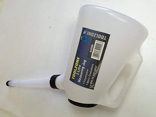 5L Plastic Polythylene Tapered Measuring Jug w Spout lid - Auto Tool - Oil, Fuel