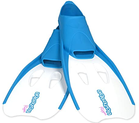 Aquazon Flossen, Schnorchelflossen, Schwimmflossen, Tauchflossen Flipper Für Kinder, Jugendliche Und Damen 34-35 Blau
