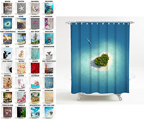 Sanilo Duschvorhang, viele schöne Duschvorhänge zur Auswahl, hochwertige Qualität, inkl. 12 Ringe, wasserdicht, Anti-Schimmel-Effekt (Dream Island)