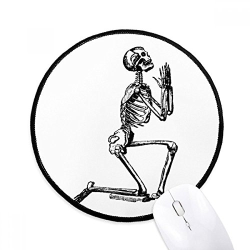 beatChong Beten Menschliches Skelett Skizze Runde Griffige Mousepads Schwarz genähte Kanten Spiel Büro-Geschenk