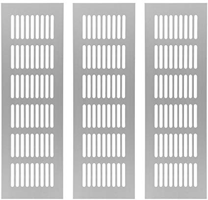 Saim Metal Air Vent Grille for Wardrobe Shoes Cabinet Sink Kitchen Stove Cabinet Showcase Computer Cabinet Bathroom Door Aluminum Alloy Small Rectangle Ventilation 80mmx250mm 3Pcs