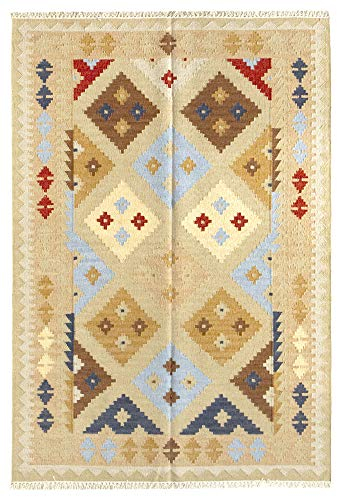 HAMID - Kelim Teppich Lori mit Geometrischem Oriental Design - 100% Wolle - Handgeknüpfter Kelim - Flurteppich, Wohnzimmer, Schlafzimmer, Wohnzimmer (D.2, 230x160cm)