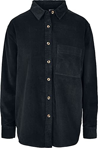 Urban Classics Tb3755-ladies Corduroy Oversized Shirt Camisa, Negro, M Grande Alto para Mujer
