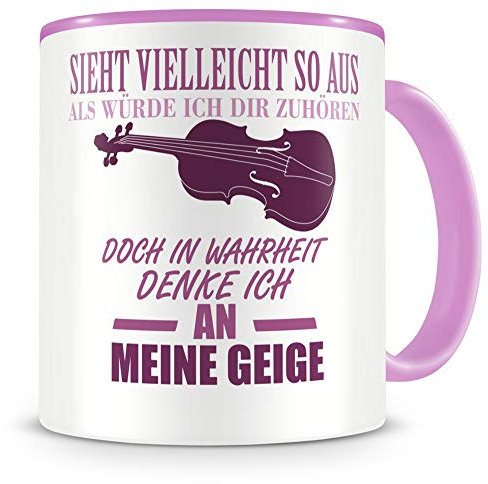 Samunshi® Geige Tasse mit Spruch Geschenk für Musiker Tasse Geige Becher Kaffeebecher groß Lustige Tassen zum Geburtstag Teetasse rosa 300ml