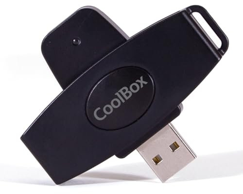 CoolBox lector tipo pendrive USB2.0 de DNI electrónico, plegable, color negro