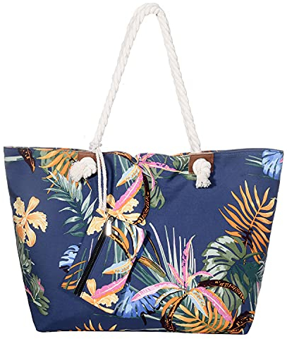 MASADA Badetasche XXL Familie Strandtasche Damen Beach bag groß mit Reißverschluss - Blumenmeer