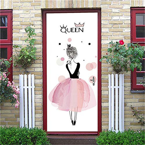 3D Türaufkleber Kleines Mädchen Wallpaper Pvc Selbstklebende Wallpaper Home Decor Wasserdichter Wandtattoo