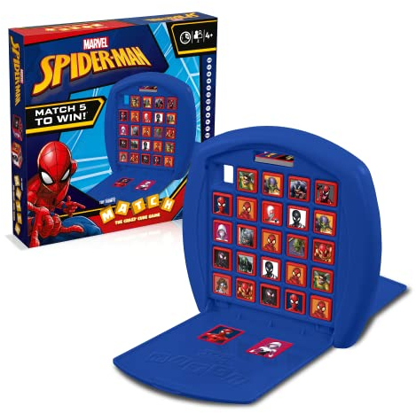 Winning Moves - Match Spiderman - Jeu de société - Jeu de Voyage - Aligne 5 Cubes pour Gagner - A partir de 4 ans - 2 Joueurs - Version française