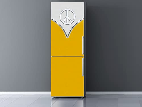 Oedim Sticker mural pour réfrigérateur Hippie Motif symbole de la paix jaune 200 x 70 cm