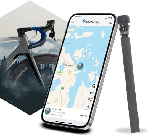 BikeFinder - GPS Bike Tracker, Anti-Theft Tracker Hidden inside Handlebars, Bike Tracking Device, Bike GPS Locator, Fits All Bikes, Worldwide Coverage, eSIM Included - Subscription Required