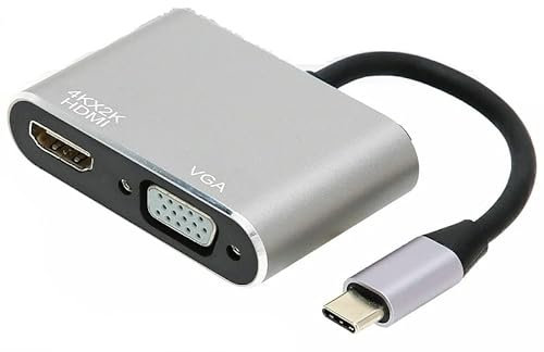 Multibao USB C to HDMI VGA Adapter, 4k*2k 1080P 2 IN 1 Type C to VGA HDMI Cable Compatible with MacBook Pro/Dell XPS/Samsung/Huawei and more