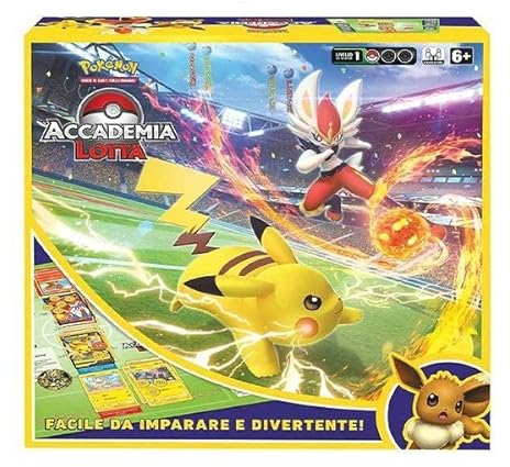 Pokémon Académie Lutte du Jeu de Cartes à Collectionner Pokémon (Cinderace-V, Pikachu-V et Eevee-V), édition en Italien