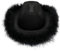 Qtinghua Cowboyhut für Damen, flauschiger Federbesatz, Halloween-Kostüm, Cowgirl-Hut für Cosplay, Kostümparty, Rollenspiel, Geburtstagsparty, Weiß, Rosa, Schwarz, Einheitsgröße