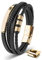 SERASAR Lederarmband für Männer 20cm Gold Herren Armband Leder Armreif Lederband Herrenarmreif Armschmuck Schmuck Herrenschmuck Armkette Flecht Wickelarmband Kette
