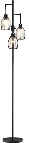 HOMCOM Lampadaire style industriel 40 W max. 3 abat-jours en métal filaire luminosité réglable - ampoule E27 - noir