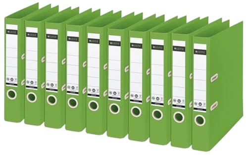 Leitz Recycle Folder 180° A4 Pack 10 5 cm Spine for 350 Sh, 350 Sheets | Mechanism makes filing quick and easy; For organised filing; Cardboard: Blue Angel & FSC certified