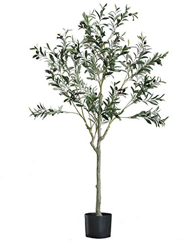 TONZN Dekorativer Baum, gefälschter Olivenbaum, Vinyl-Blumentopf, lebensecht, gefälschter Kunststoff, für drinnen und draußen, Grün, Heimbüro, künstliche Pflanzen/60 cm Olivenbaum (150 cm Olivenbaum)