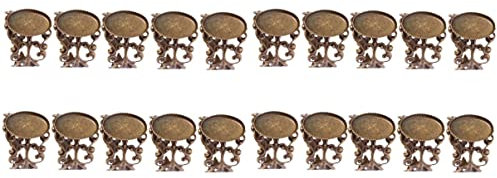Perlen-Anhänger 20 Stück, verstellbar, leer, Zahn, DIY-Basisschalen, Tabletthalter, runde Scheibe, Ringbasis, Ergebnisse, Kaffee, Vintage-Metallform, Kupferrohlinge, Blumenzubehör, Lünette, Ringe, Bro