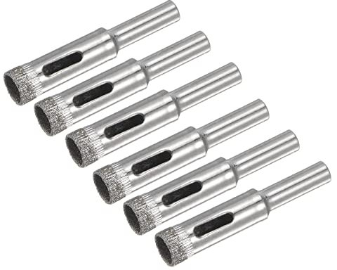 QUARKZMAN 10mm Diamante Taladro Brocas x 6uds Derrado Hueco Núcleo Agujero Sierra Vidrio Azulejo Abridor para Cerámica Porcelana Mármol, [Plateado Tono]