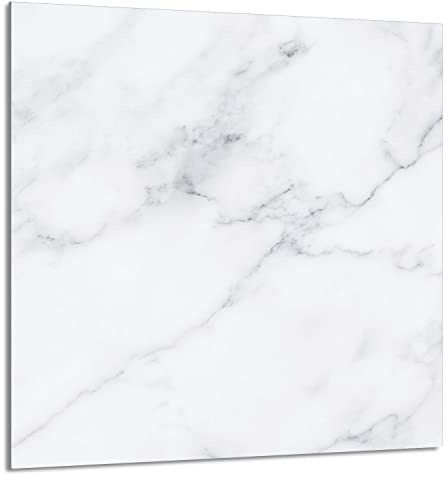 DarHaus Herdabdeckplatte 1-Teilig 60x65 cm Ceranfeldabdeckung Küche Elektroherd Induktion Herdschutz Küchenrückwand Spritzschutz Glasplatte Schneidebrett aus Gehärtetem Glas, Marmor Weiß