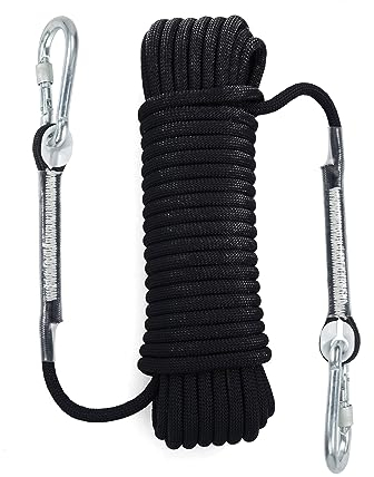 Cuerda de Escalada, Cuerda de Seguridad estática de 8 mm con Mosquetones, Cuerda de Nailon Trenzada, Cuerda de paracaídas de Rescate de Incendios, Escalar al Aire Libre, Senderismo, Camping, 10M