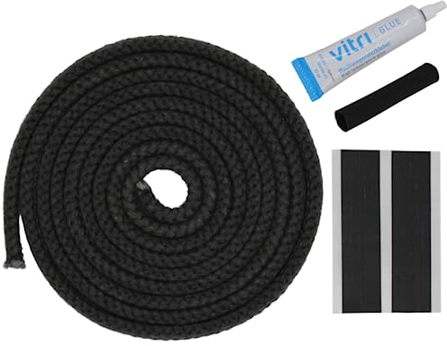 Kamindichtung im Set, 2m ø10x6mm, für mehrere Justus & Oranier Kaminofen Modelle - Dichtung inkl. Kleber, Abbinder, Hülse und Einbauanleitung