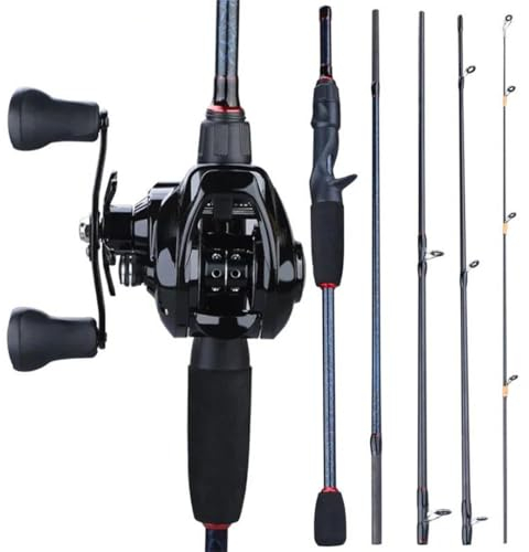 1,8 m - 2,4 m Wurf-Angelrute Combo tragbare 5-teilige Angelrute und 12+1BB 7,0:1 Übersetzung Baitcast-Rolle