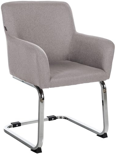 CLP Stuhl Puka I Gepolsterter Freischwinger I Edelstahl-Gestell, Farbe:hellgrau, Material:Stoff