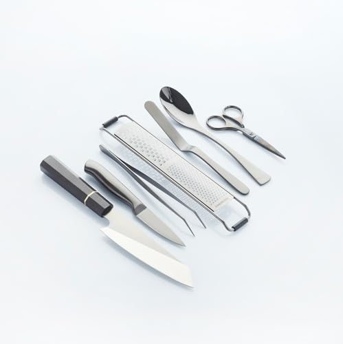 Chef Frank Haasnoot Kit per Impiattare | Set di Utensili Premium | Nero | 7 pezzi con custodia | Set da cucina | Pinze per Decorare e Cucchiaio per Quenelle | Decorazione Piatti | Pasticceria e Cucina