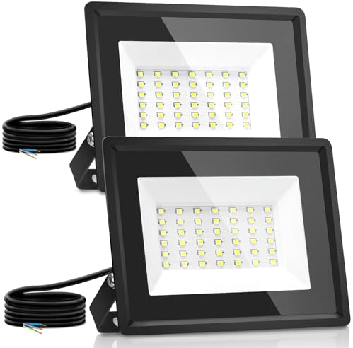 Aigostar LED Strahler außen 30W Naturweiß 4000K 2510 Lumen Scheinwerfer IP65 Wasserdicht Außenstrahler für Hell Garten Garage Sportplatz Hof Fluter 2 Stück