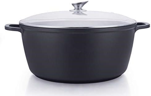 Pentola Nera Con Rivestimento Antiaderente A Induzione A Gas 40 cm Con Coperchio In Vetro Presine Antibruciatura