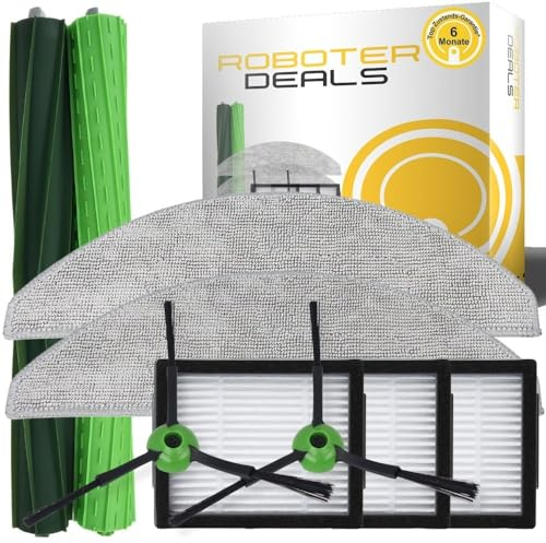 Roboter Deals - Set di accessori, kit di ricambio per iRobot Roomba Combo i5 e i5 Plus (2 spazzole principali, 2 filtri, 2 spazzole laterali, 2 pad) robot aspirapolvere