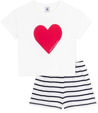 Petit Bateau Mädchen Pyjacourt A0ckd, Weiß/Blau, 8 Jahre
