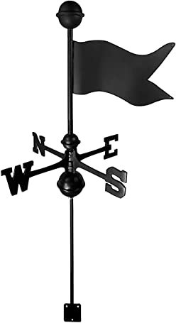 Wetterfahne aus Edelstahl mit Pfeil | Wetterfahnenornament, Richtungsanzeiger, Bauernhof, Retro, langlebiger Gartenpfahl, Hof, Außendachmontage, einfache Verwendung und Installation, Schwarze Flagge