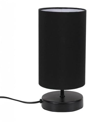 ValueLights | Matt Black Cylinder Touch Dimmer Table Lamp with Black Fabric Shade | Table Lamps, Home Décor & Improvement Essential